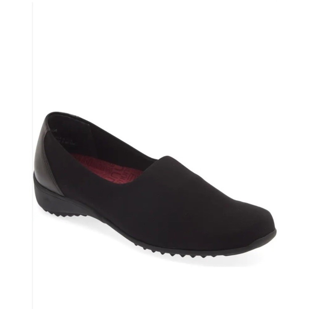 Munro Womens 8.5 Black Slip On Black Stretch Comfort Driving Loafer Shoes